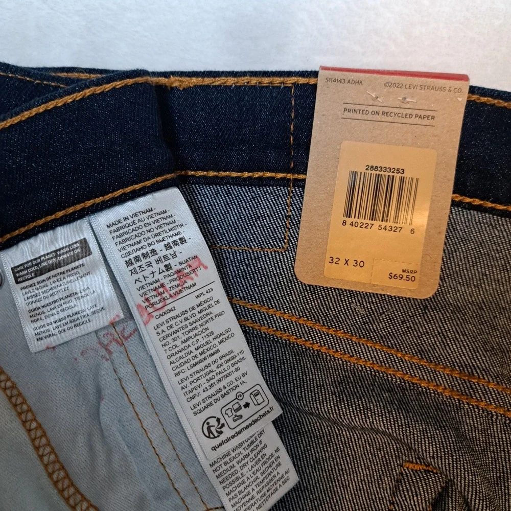 Levi's 512 Men's Slim Taper Fit Stretch Denim Dark Blue Jeans Size 32x30